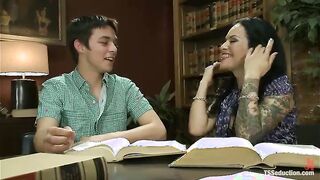 TS Foxxy fucks her new male secretary until he cums
