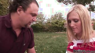Horny step dad fucks blonde shemale cheerleader